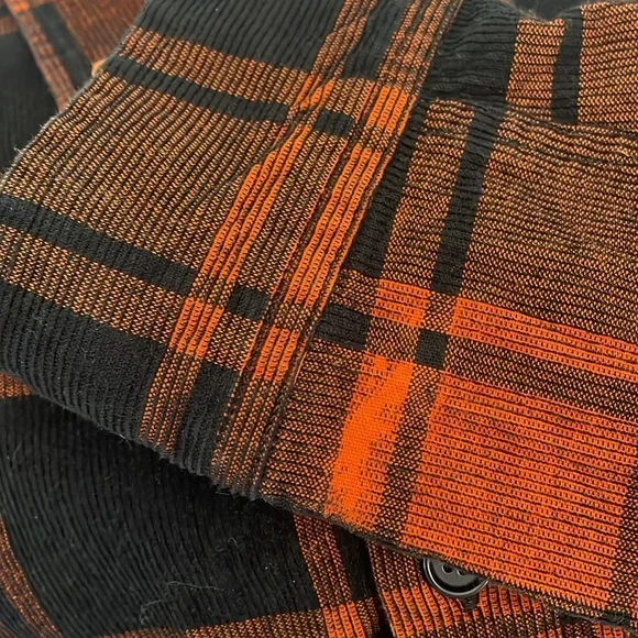 Banana Republic plaid corduroy shirt black and orange - Picture 5 of 5